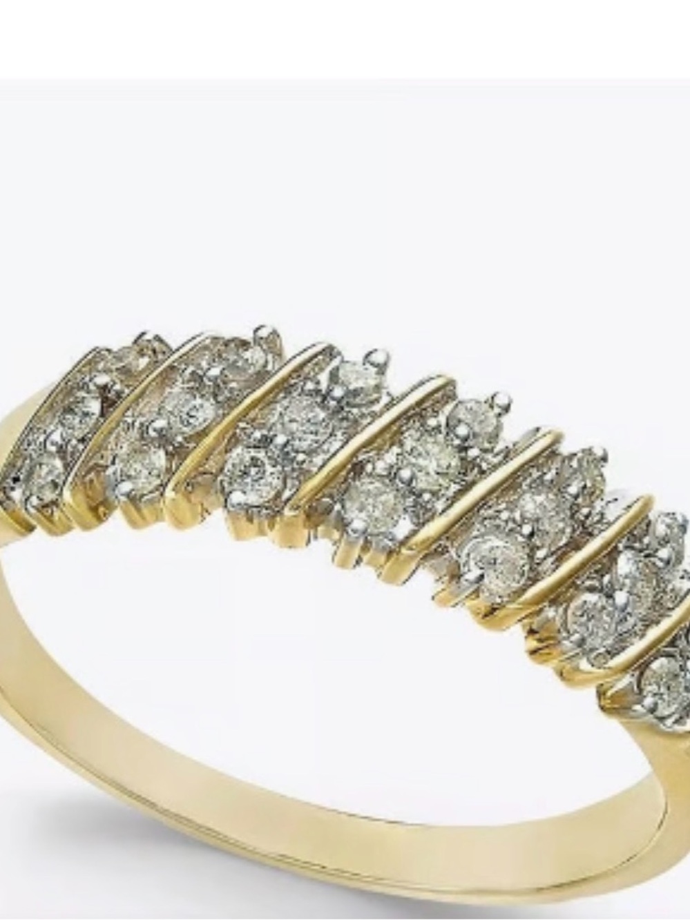 Natural Diamond Multi-Row Band Ring (1/5 ct. t.w.) in 10K Gold size 6